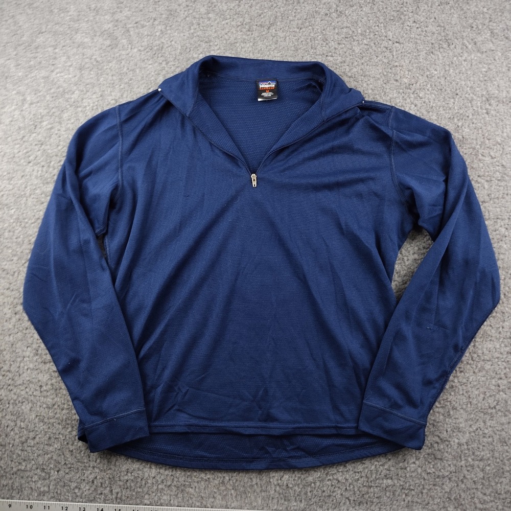 Patagonia Quarter Zip Womens Sz Medium Capilene Blue Long Sleeve